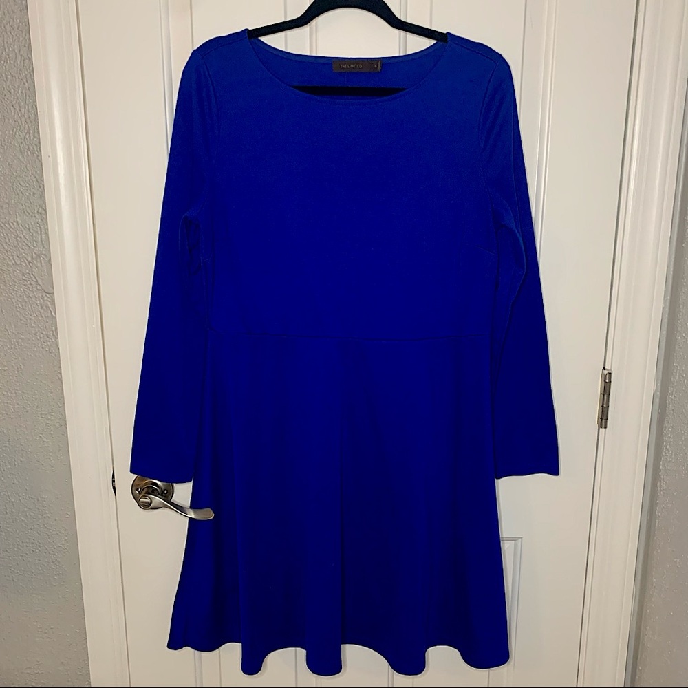 The Limited | Blue Long Sleeve Dress, Fit and Flare Holiday Dress, Size XL